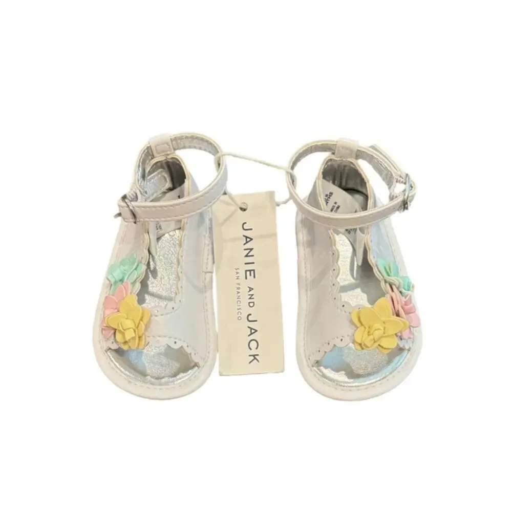 Janie and Jack White Floral Kids Sandals Size 3-6M